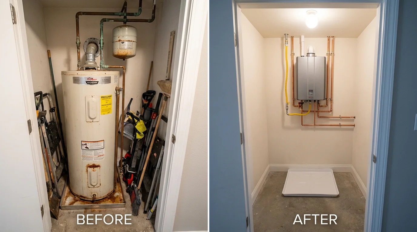 Tank water heater versus wall-mounted tankless unit comparison for Newton, NH homeowners